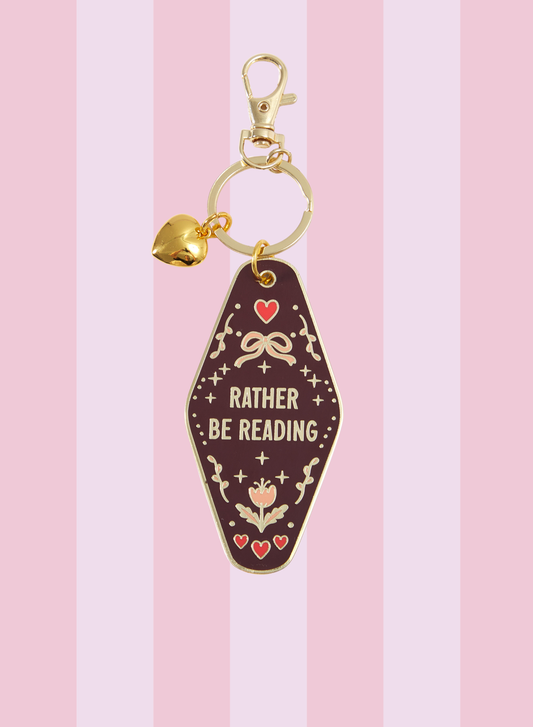 Rather Be Reading Enamel Keychain