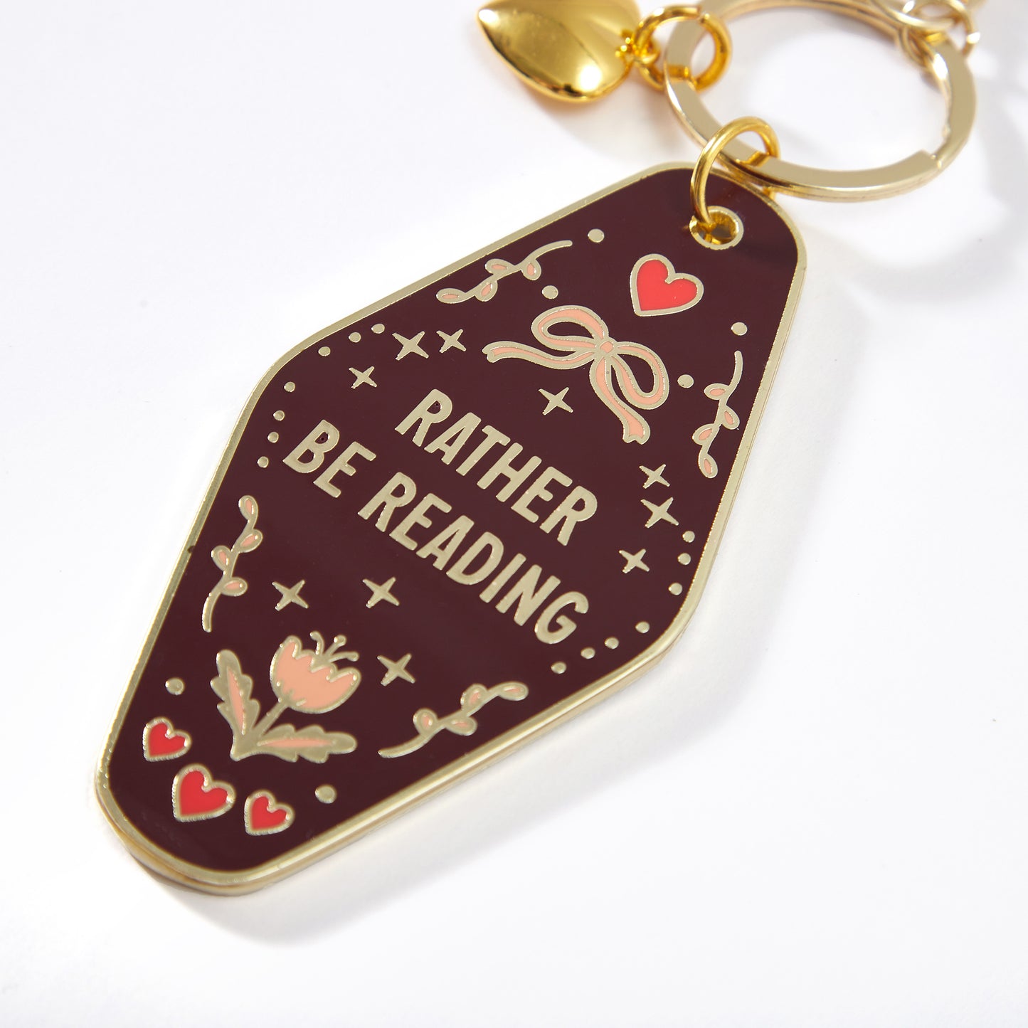 Rather Be Reading Enamel Keychain